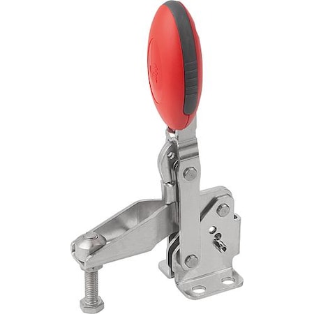 Kipp Vertical Toggle Clamps with flat foot and adj. spindle, stainless K0662.108003